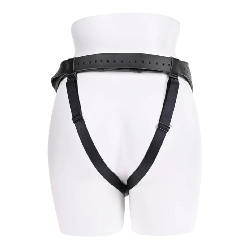 Aurora High Waisted Adjustable Vegan Black Leather Strap on Harness