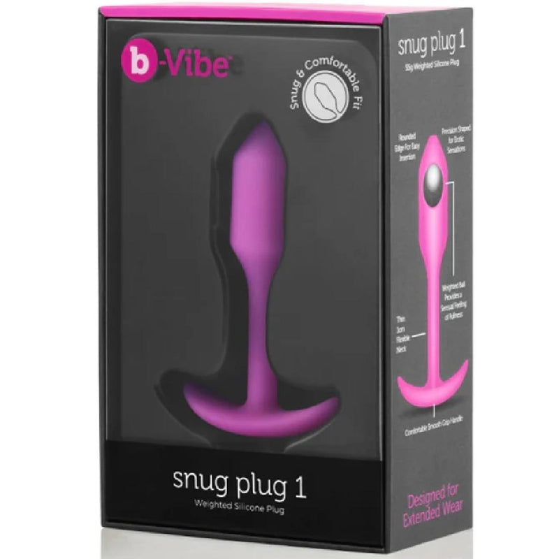 B-vibe Snug Plug 1 Weighted Silicone Butt Plug - 55 grams - Fuchsia