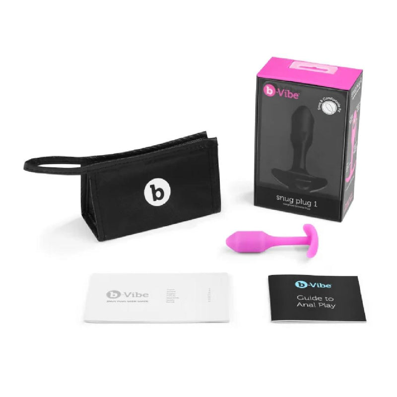 B-vibe Snug Plug 1 Weighted Silicone Butt Plug - 55 grams - Fuchsia