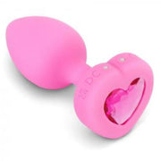 B-vibe Vibrating Heart Shaped Jewel Anal Plug S/M - Pink