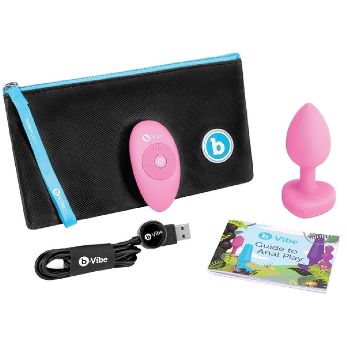 B-vibe Vibrating Heart Shaped Jewel Anal Plug S/M - Pink