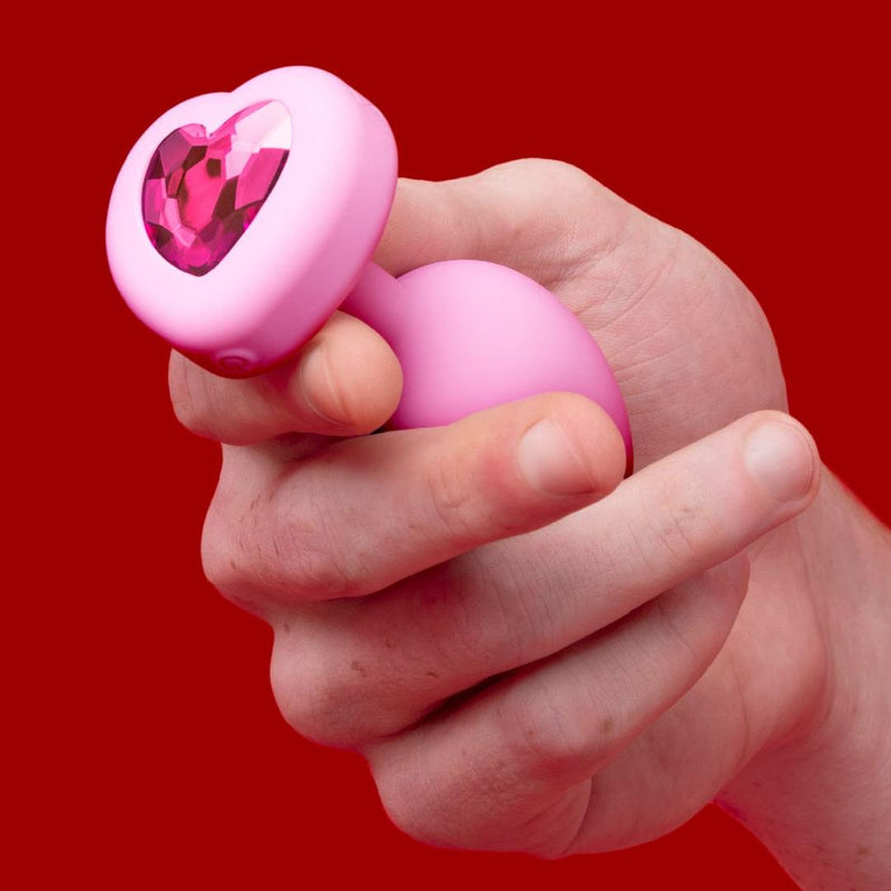 B-vibe Vibrating Heart Shaped Jewel Anal Plug S/M - Pink