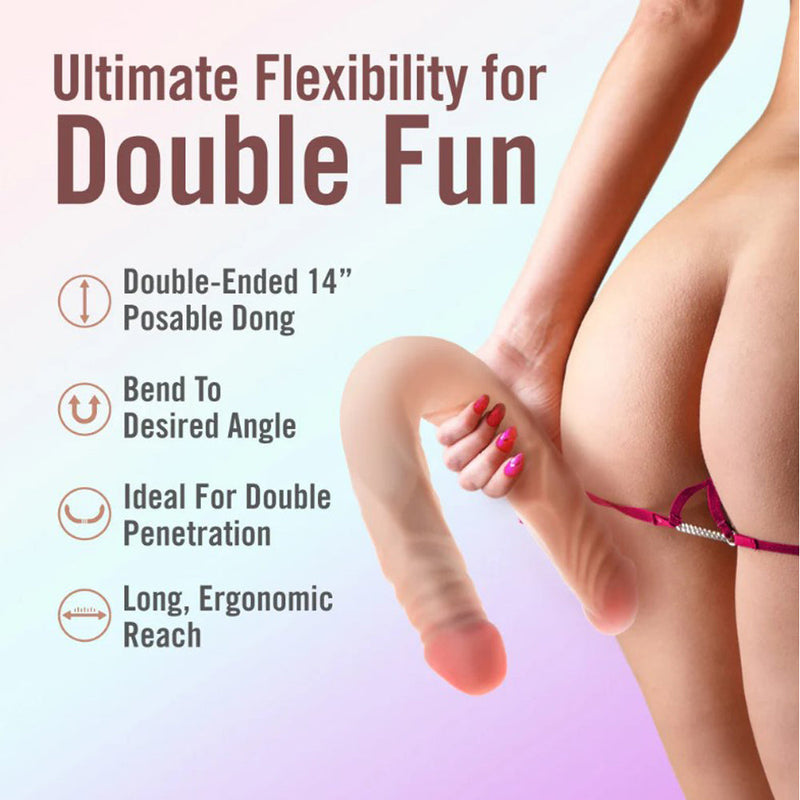 Dr. Skin Plus 14-Inch Posable Double-Ended Dildo