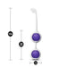 The Wellness Kegel Ball Training Kit for Pelvic Floor Health features white and purple double spheres with a retrieval handle, measuring 6.25" in total length, 3.25" insertable, and 1.25" diameter—designed to strengthen your pelvic floor.