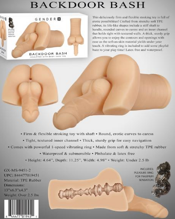 Evolved Novelties Masturbator Backdoor Bash Ass Masturbator with Cock - Vanilla