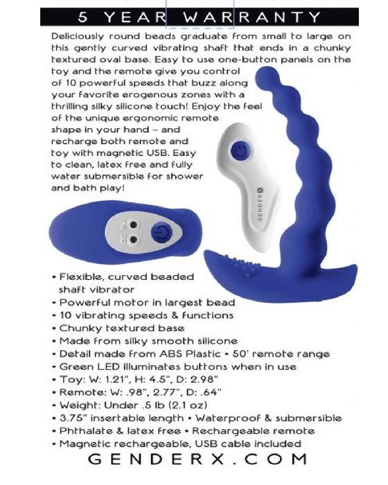 Evolved Novelties Butt Plug Beaded Pleasure Remote Control Vibrating Anal Beads