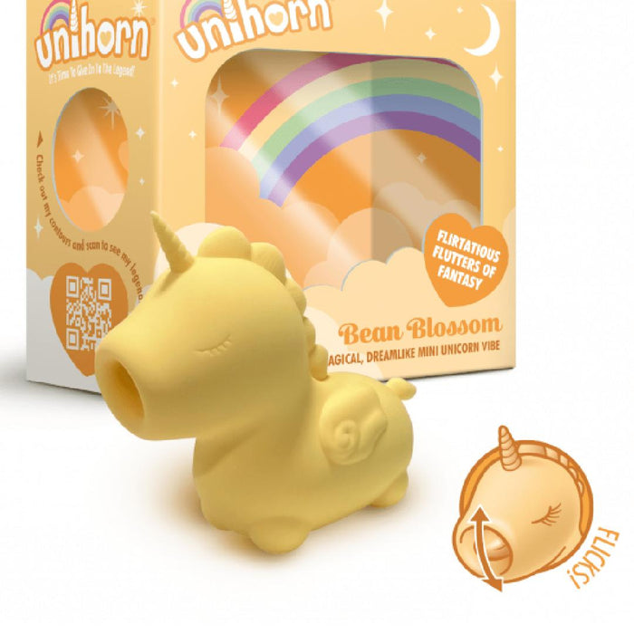 Bean Blossom Unicorn Shaped Licking Tongue Vibrator - Yellow