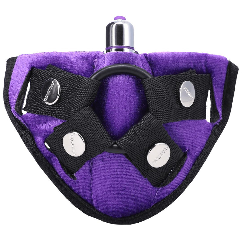 Bend Over Intermediate 2 Dildos + Vibrating Strap-on Harness - Purple