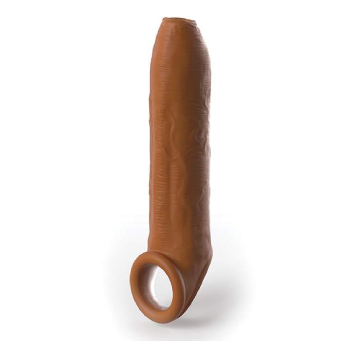 Fantasy 7 Inch Uncut Silicone Penis Extension with Ball Strap - Caramel