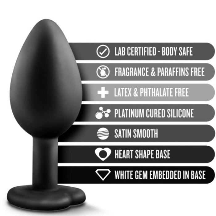 Blush Novelties Butt Plug Temptasia Bling Small Silicone Butt Plug  - Black