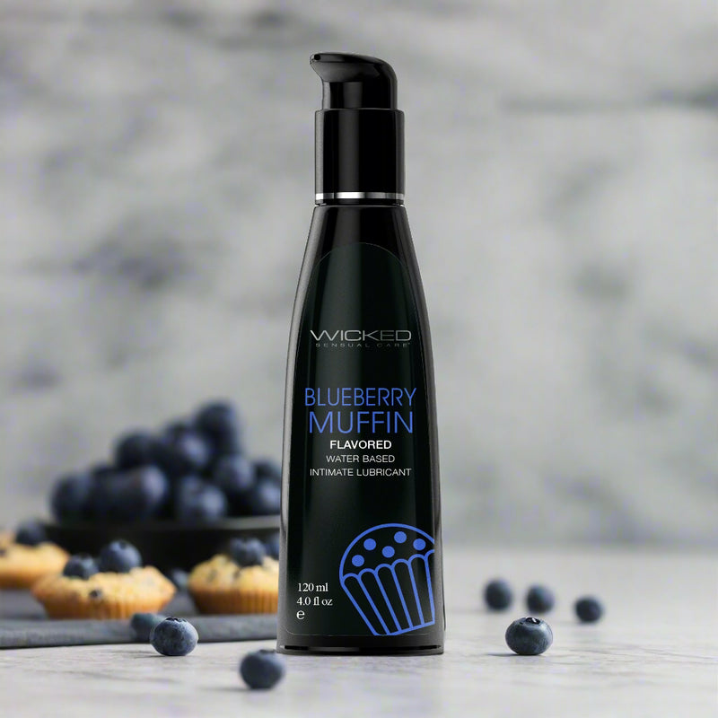 Wicked Aqua Blueberry Muffin Flavored Water Based Lubricant 4 OZ