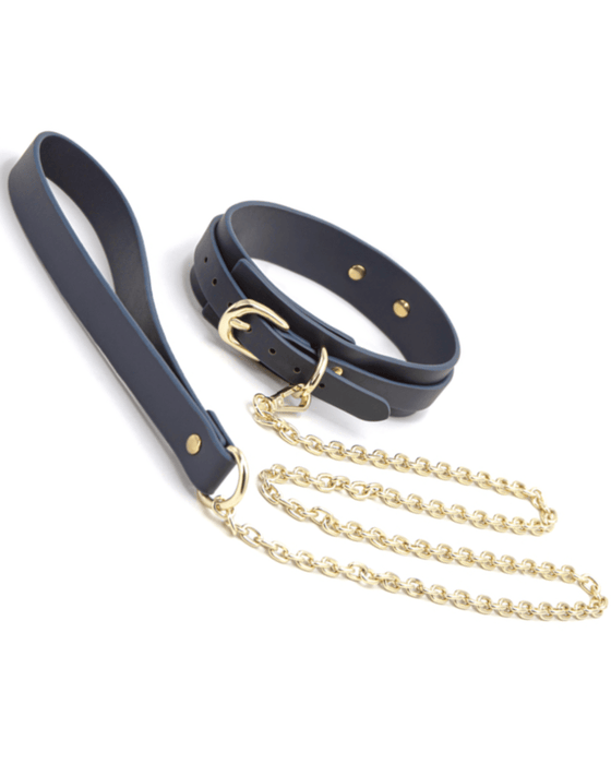 NS Novelties Restraints Bondage Couture Vegan Collar and Leash - Blue