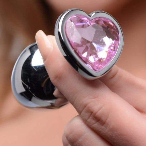 XR Brands Butt Plug Booty Sparks Pink Heart Gem Anal Plug Set