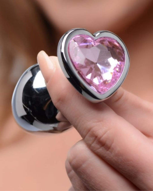 XR Brands Butt Plug Booty Sparks Pink Heart Gem Anal Plug Set