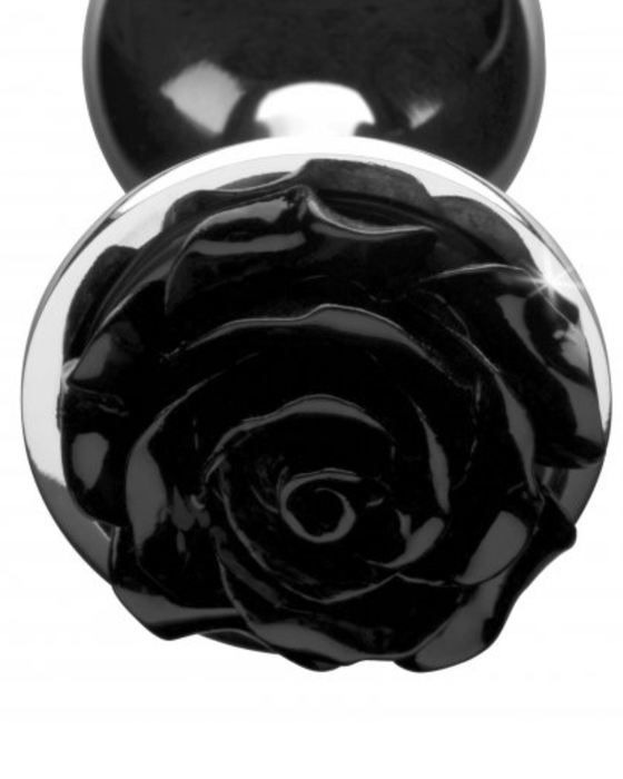 XR Brands Butt Plug Booty Sparks Black Rose Anal Plug - Small