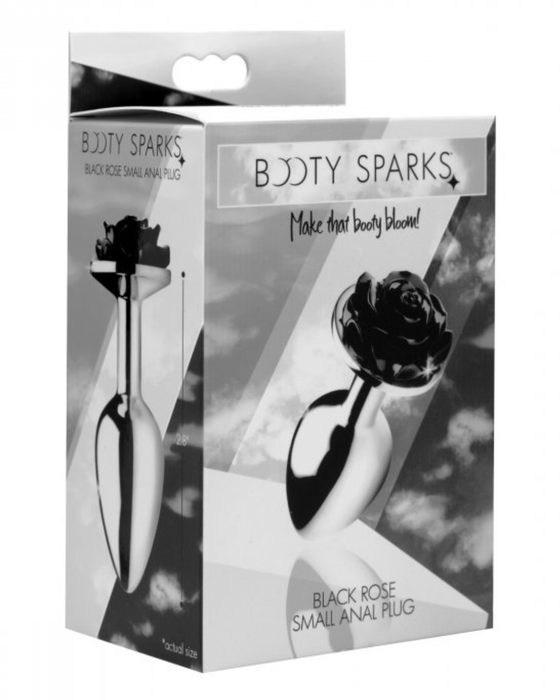 XR Brands Butt Plug Booty Sparks Black Rose Anal Plug - Small