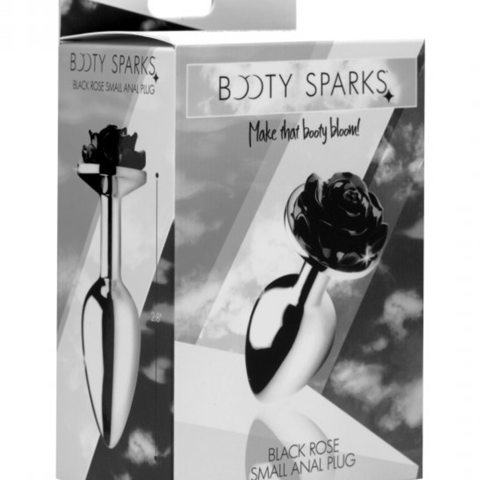 XR Brands Butt Plug Booty Sparks Black Rose Anal Plug - Small