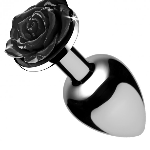 XR Brands Butt Plug Booty Sparks Black Rose Anal Plug - Small