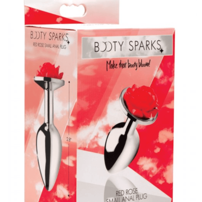 XR Brands Butt Plug Booty Sparks Red Rose Anal Plug - Small