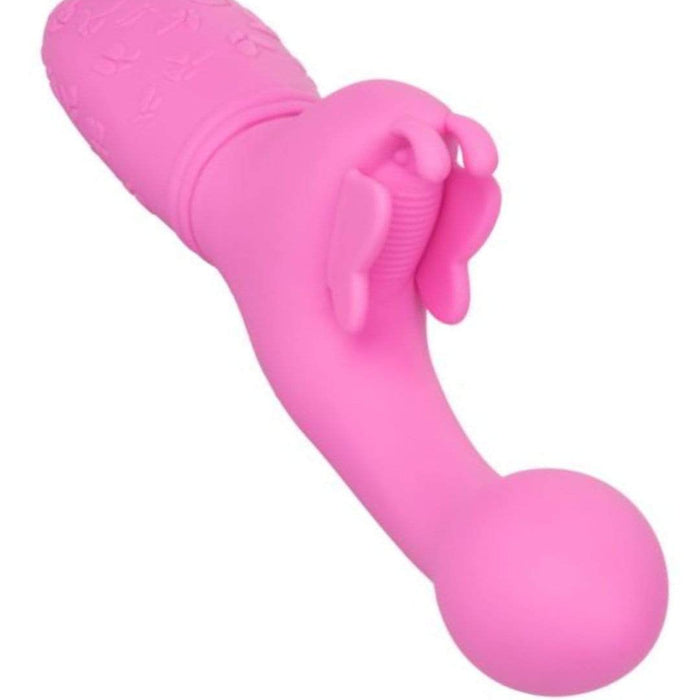 CalExotics Vibrator Butterfly Kiss Rechargeable Silicone Vibrator - Pink