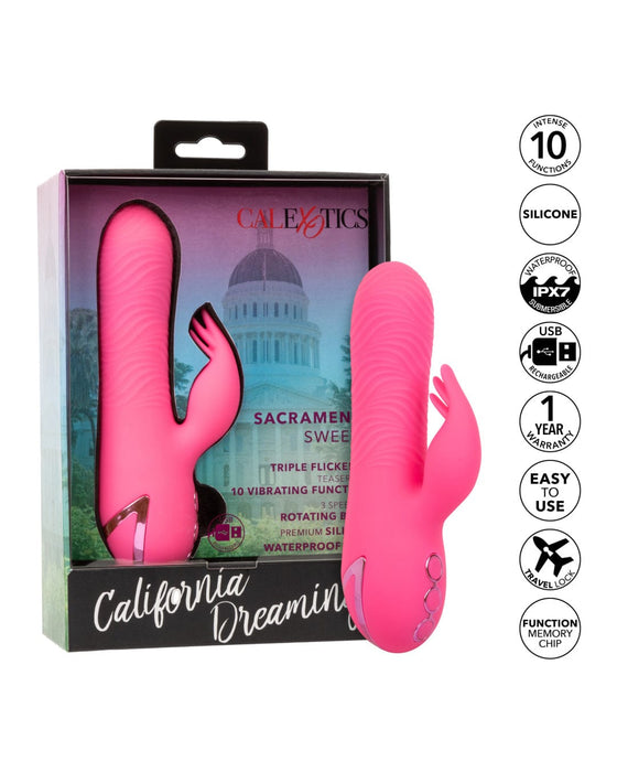 CalExotics Vibrator California Dreaming Sacramento Sweetie Mini Rabbit with Rotating Beads - Pink