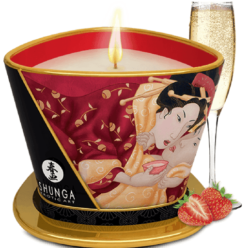 Shunga Candle Caress by Candlelight Massage Candle - Sparkling Strawberry Wine