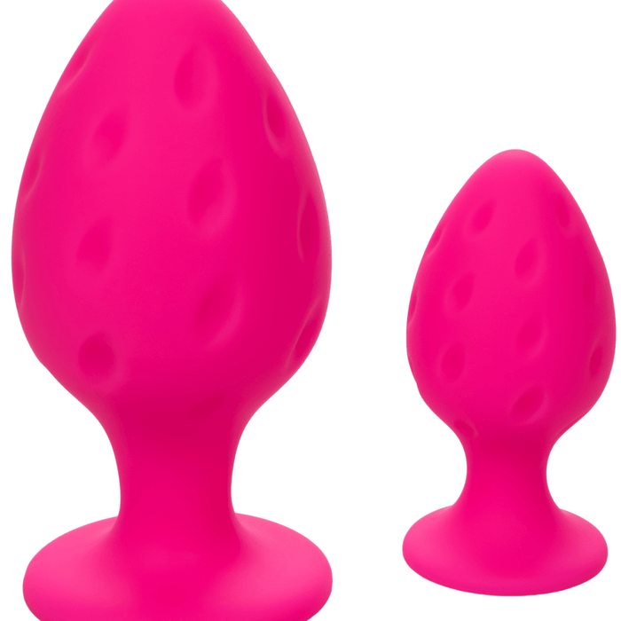 CalExotics Butt Plug Cheeky Probe: 2 Graduated Textured Silicone Anal Plugs - Pink