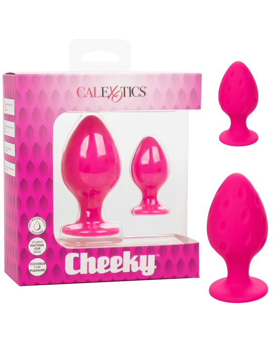 CalExotics Butt Plug Cheeky Probe: 2 Graduated Textured Silicone Anal Plugs - Pink