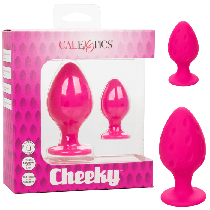 CalExotics Butt Plug Cheeky Probe: 2 Graduated Textured Silicone Anal Plugs - Pink