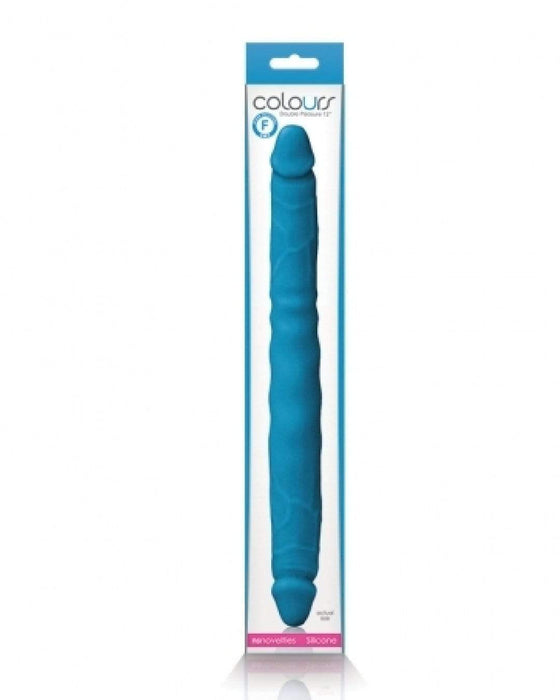 NS Novelties Dildo Colours Double Pleasures 12 Inch Silicone Double Dildo - Blue