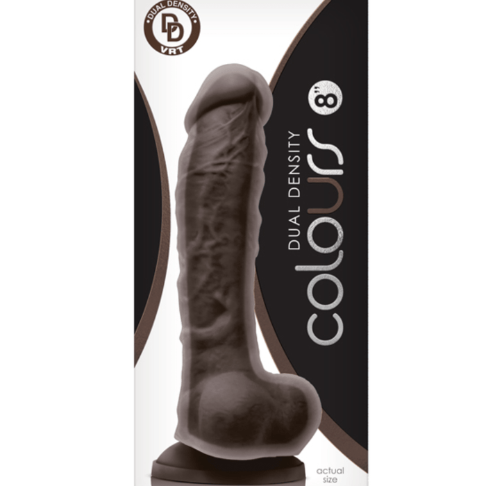 NS Novelties Dildo Colours Dual Density 8 Inch Silicone Dildo - Dark Chocolate