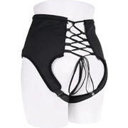 Corset High Waisted Adjustable Black Strap On Harness