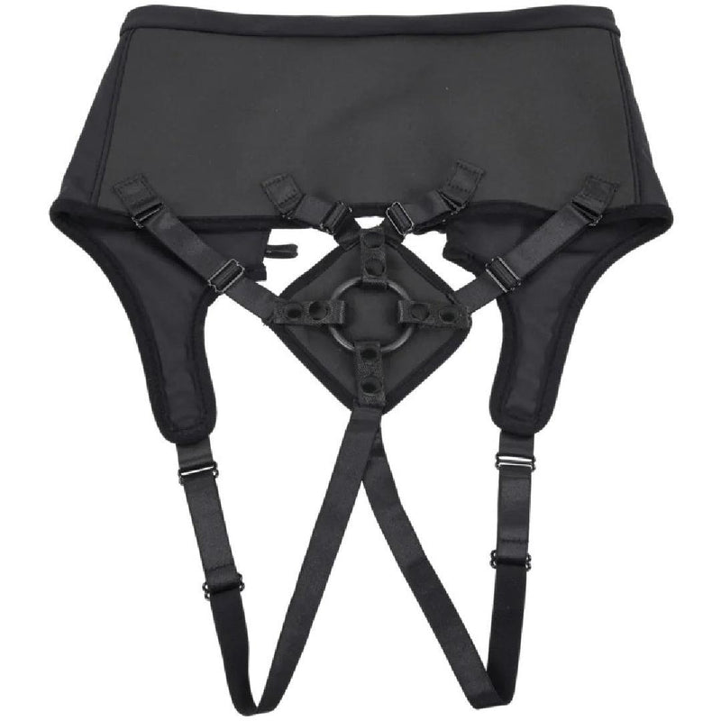 Corset High Waisted Adjustable Black Strap On Harness