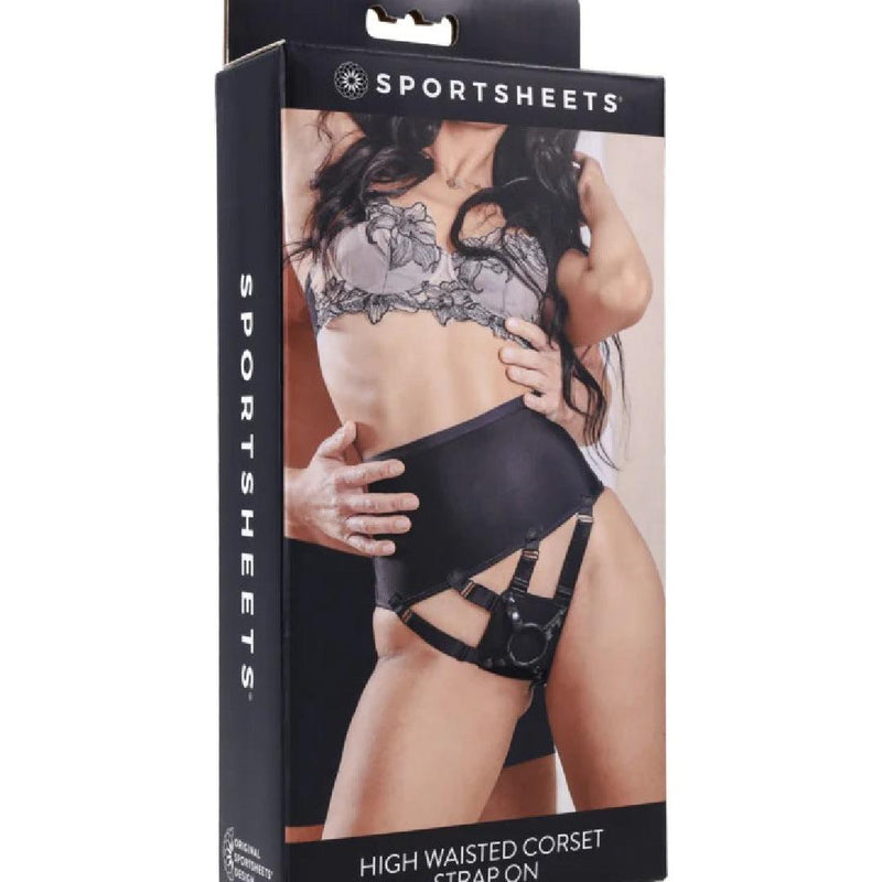 Corset High Waisted Adjustable Black Strap On Harness