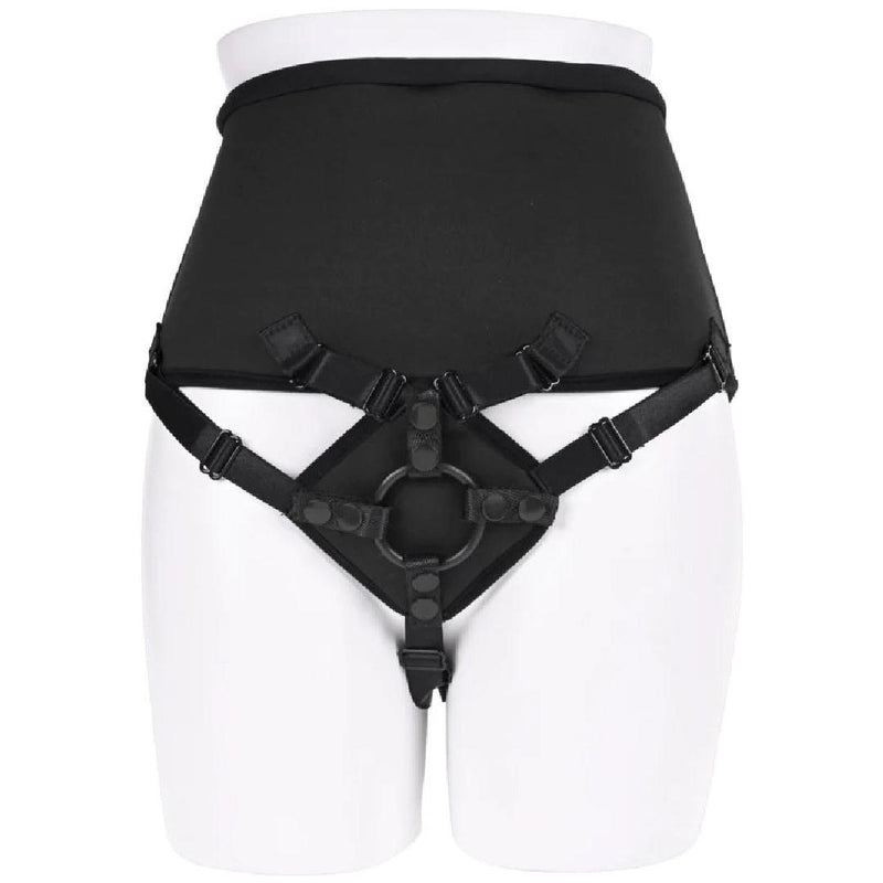 Corset High Waisted Adjustable Black Strap On Harness