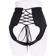 Corset High Waisted Adjustable Black Strap On Harness