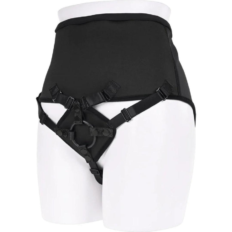 Corset High Waisted Adjustable Black Strap On Harness