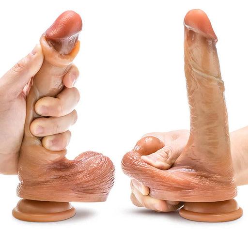 DaVinci Ultra Realistic 8 Inch Silicone Dildo with Sliding Foreskin - Caramel