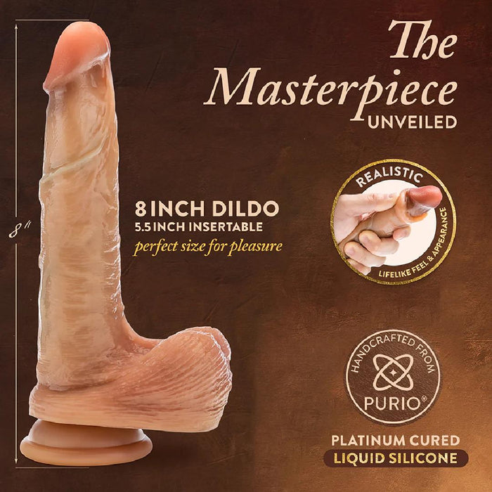 DaVinci Ultra Realistic 8 Inch Silicone Dildo with Sliding Foreskin - Caramel
