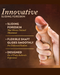 A hand holds a DaVinci Ultra Realistic 8 Inch Silicone Dildo with Sliding Foreskin - Caramel by Blush, featuring a sliding foreskin that mimics natural movement and a flexible shaft for enhanced realism. Crafted from realistic silicone for an authentic experience, the text reads “Innovative Sliding Foreskin.”