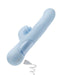 A blue Devin Clit Thumping G-Spot Rabbit with Shaft Rotation personal massager with a rechargeable cable and a clitoral massaging ball.