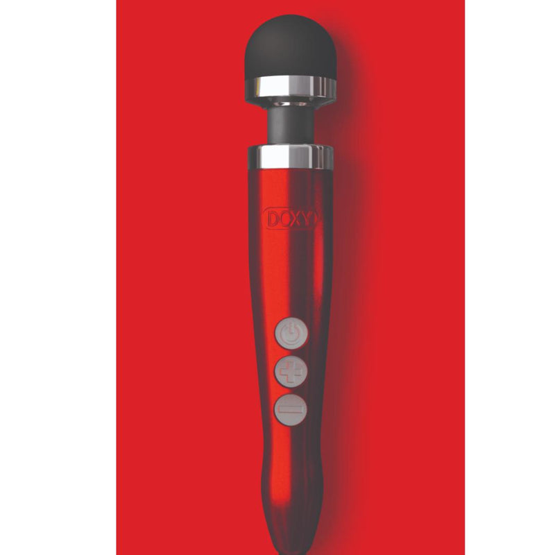 Doxy Number 3 Aluminum Extra Powerful Wand Vibrator - Candy Red