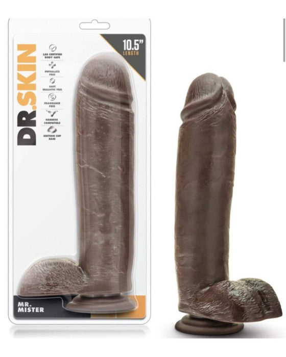 Blush Novelties Dildo Dr Skin Huge Realistic 10 Inch Dildo - Chocolate