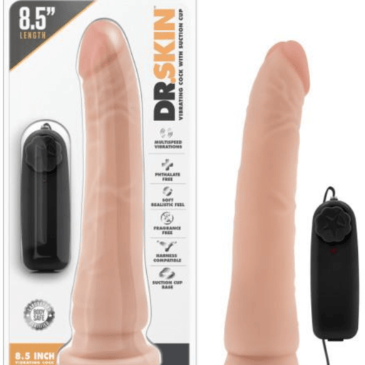 Blush Novelties Vibrator Dr. Skin 8.5 Inch Vibrating Realistic Dildo - Vanilla