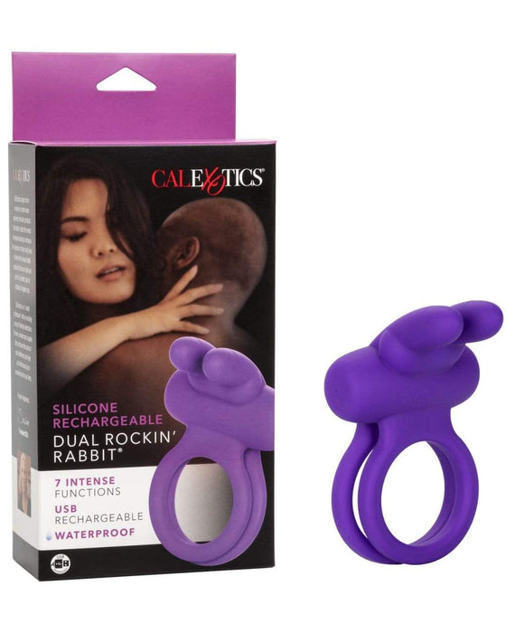 CalExotics Cock Ring Dual Rockin Rabbit Silicone Vibrating Couples Toy