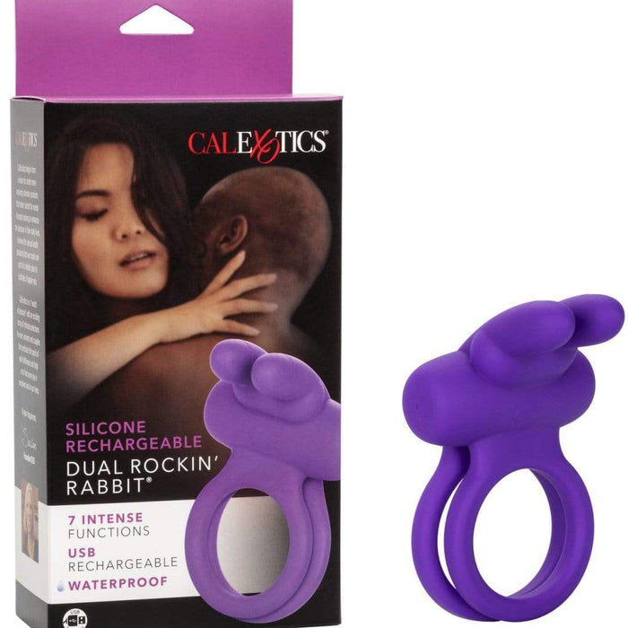 CalExotics Cock Ring Dual Rockin Rabbit Silicone Vibrating Couples Toy