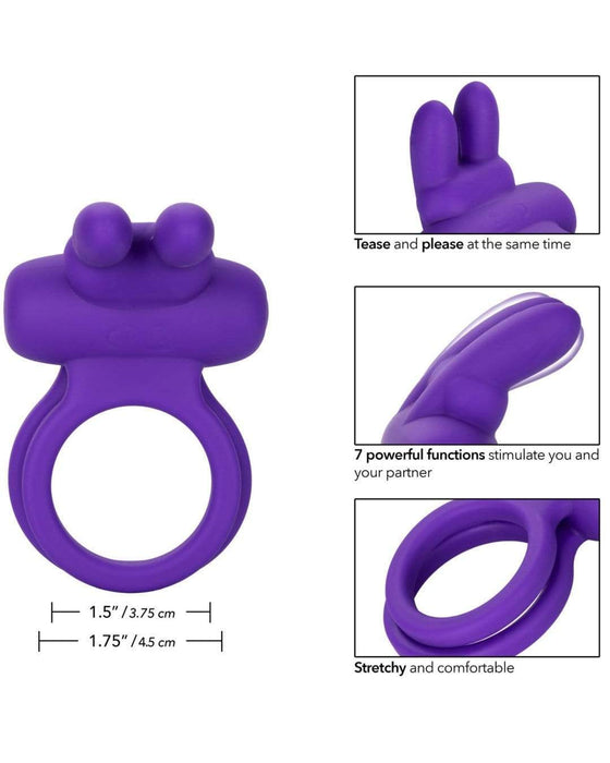 CalExotics Cock Ring Dual Rockin Rabbit Silicone Vibrating Couples Toy