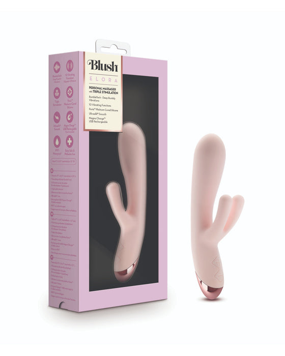 Elora Dual Motor Rabbit Vibrator with Double Teasers - Pale Pink