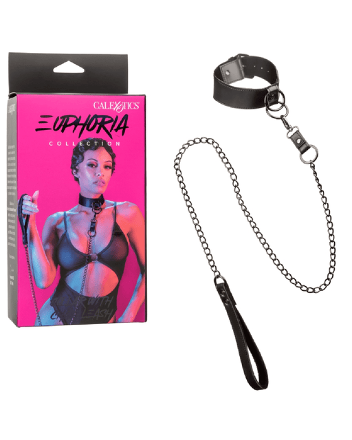 CalExotics Pasties Euphoria Vegan Leather Collar With Chain Leash