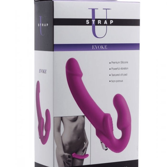 XR Brands Strap Ons Evoke Vibrating Strapless Silicone Strap-on Dildo